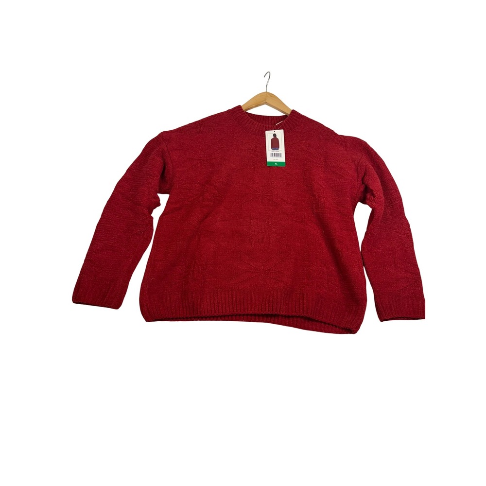 Weatherproof Vintage Womens Red Metallic Chenille Shimmer Sweater XL New